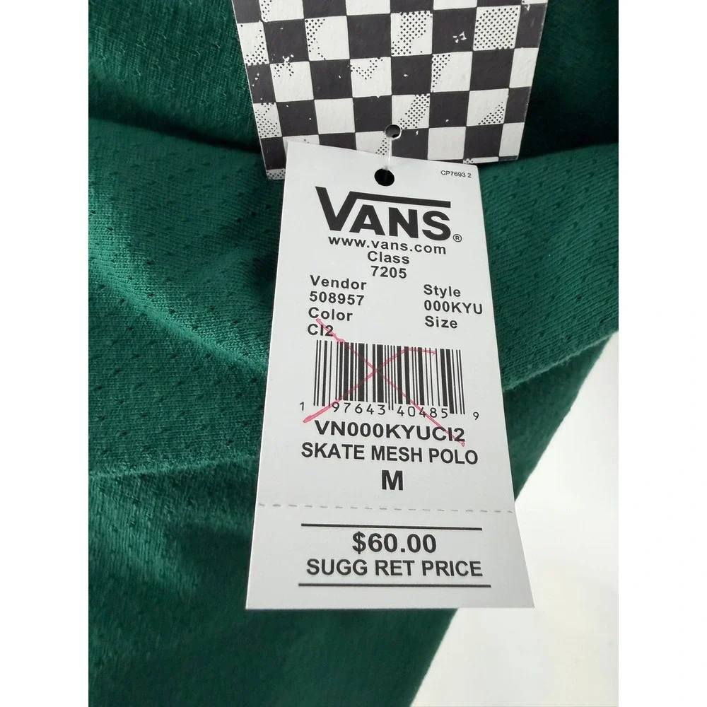 Vans Skate Mesh Polo Shirt Men Skateboarding Breathability Loose Fit Size Medium